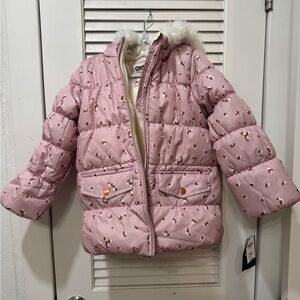 OshKosh Pink Puffer Jacket with Faux Fur Hood